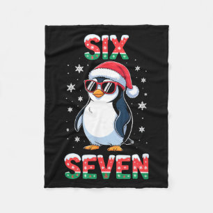 Cute Six Seven 67 Penguin Kids Christmas Holiday Fleece Blanket