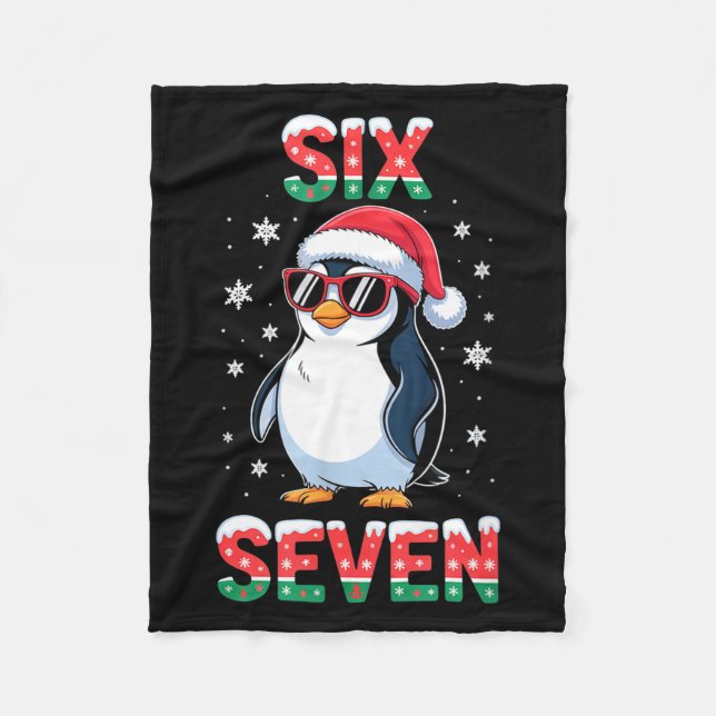 Cute Six Seven 67 Penguin Kids Christmas Holiday  Fleece Blanket (Front)