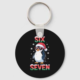 Cute Six Seven 67 Penguin Kids Christmas Holiday Keychain