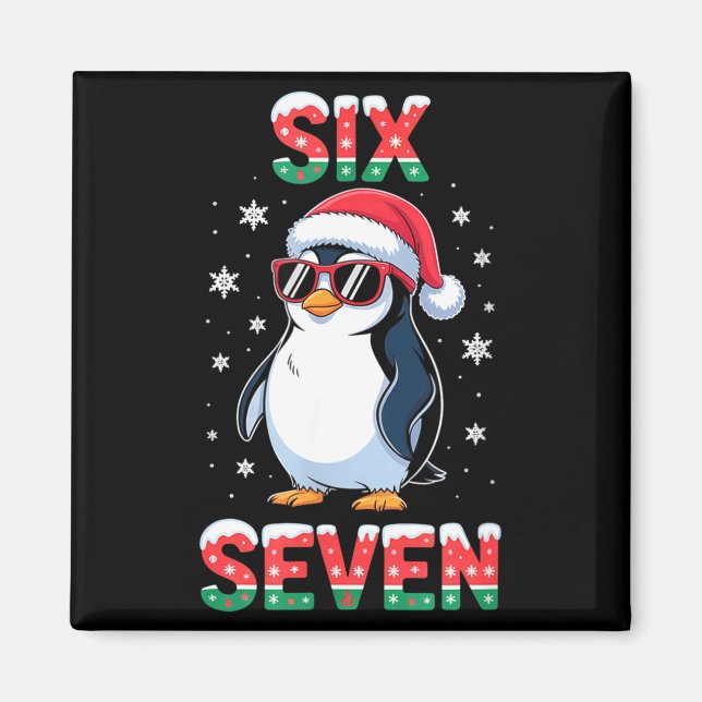 Cute Six Seven 67 Penguin Kids Christmas Holiday  Magnet (Front)