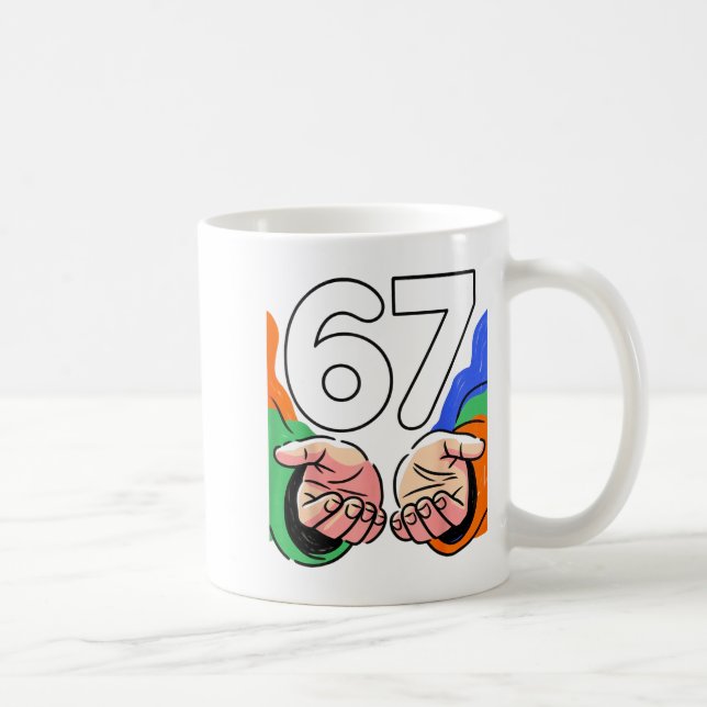 Cute Six Seven 6 7 Meme Gen Alpha Slang 6 7 Hands  Coffee Mug (Right)