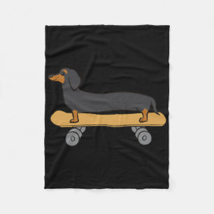 Cute Skateboarding Dachshund Fleece Blanket