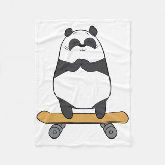 Cute Skateboarding Panda Skateboarder Panda Skateb Fleece Blanket