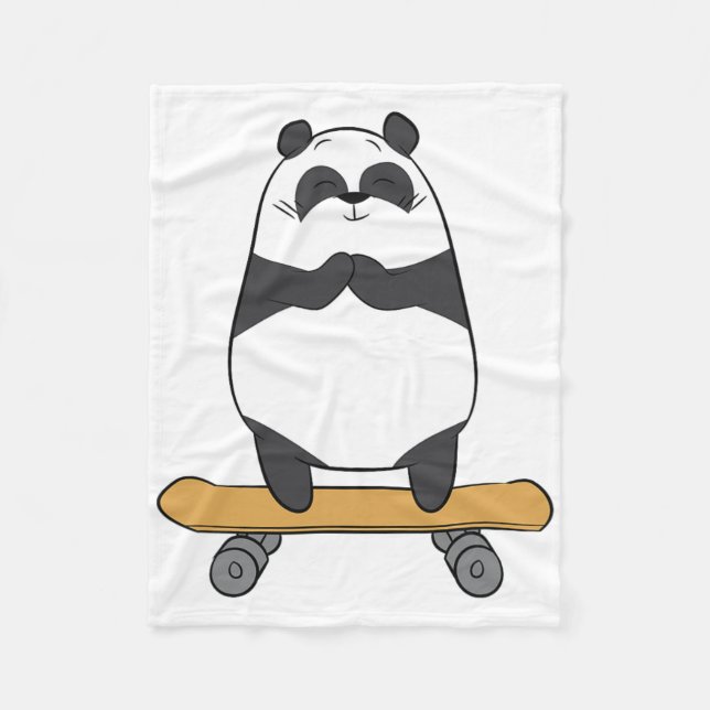 Cute Skateboarding Panda Skateboarder Panda Skateb Fleece Blanket (Front)