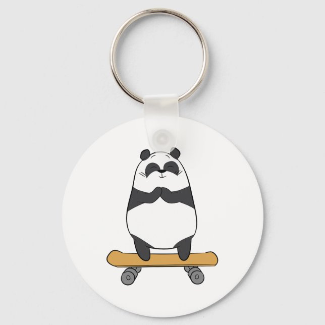 Cute Skateboarding Panda Skateboarder Panda Skateb Keychain (Front)