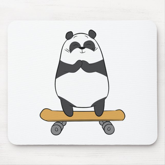 Cute Skateboarding Panda Skateboarder Panda Skateb Mouse Pad (Front)