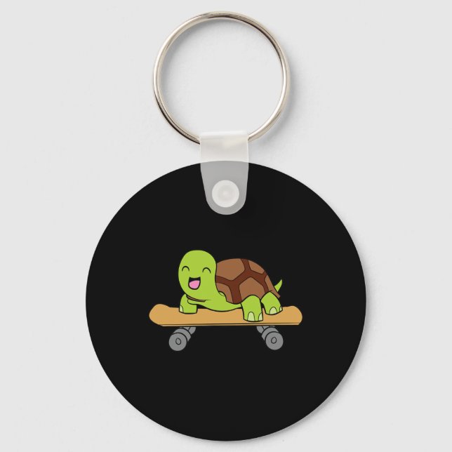 Cute Skateboarding Turtle Skateboard Turtle  Keychain (Front)