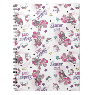 Cute Skater Girl Unicorn Roller Skate Pattern Notebook
