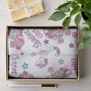 Cute Skater Girl Unicorn Roller Skate Pattern Tissue Paper