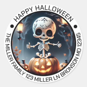 Cute Skeleton and Pumpkins Envelope Seal