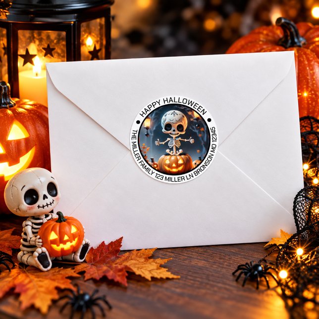 Cute Skeleton and Pumpkins Envelope Seal (Creator Uploaded)