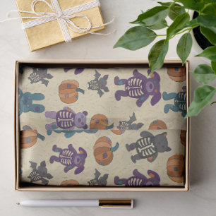 Cute Skeleton Animals and Pumpkins Halloween Tissue Paper