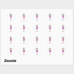 Cute Skeleton Ballerina Pink Tutu Ballet Slippers  Star Sticker