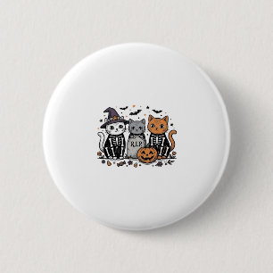 Cute Skeleton Cats Halloween Vintage Engraving Shi 2 Inch Round Button