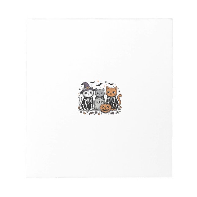 Cute Skeleton Cats Halloween Vintage Engraving Shi Notepad (Front)