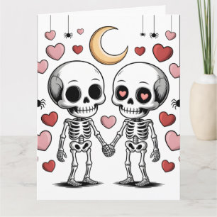Cute Skeleton Couple: Spooky Love Graphic Card