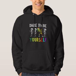 Cute Skeleton Dabbing Dare To Be Yourself Lgbt Pri Hoodie