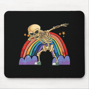 Cute Skeleton Dabbing Lazy Halloween Costume Skull Mouse Pad