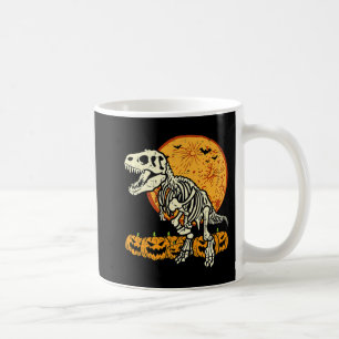 Cute Skeleton Dinosaur Trex Dino Pumpkins Moon Boy Coffee Mug