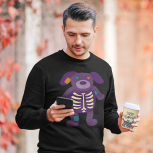 Cute Skeleton Dog Stuffed Animal Halloween Sweatshirt