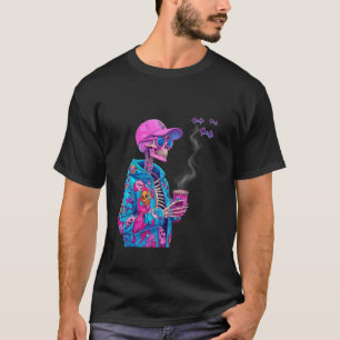 Cute Skeleton Drinking Coffee Halloween Drink Hot T-Shirt