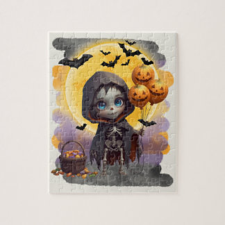 Cute Skeleton Girl with Balloons and Sweets Jigsaw Puzzle