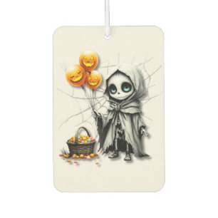 Cute Skeleton Girl with Pumpkin Balloons  Air Freshener