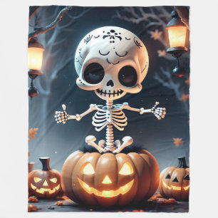 Cute Skeleton Halloween Fleece Blanket