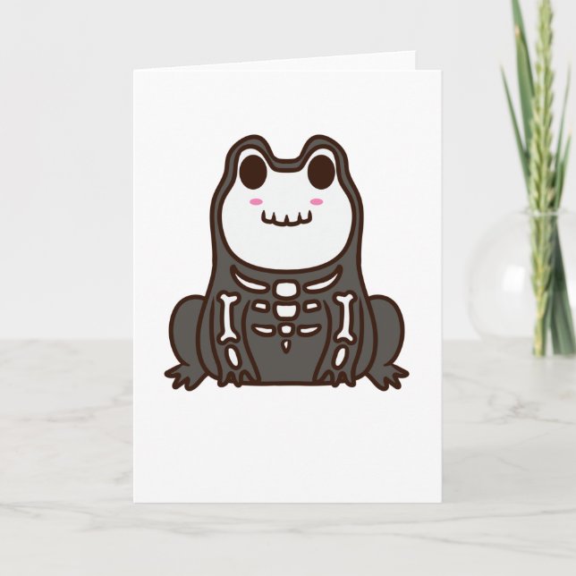 Cute Skeleton Halloween Frog Card (Front)