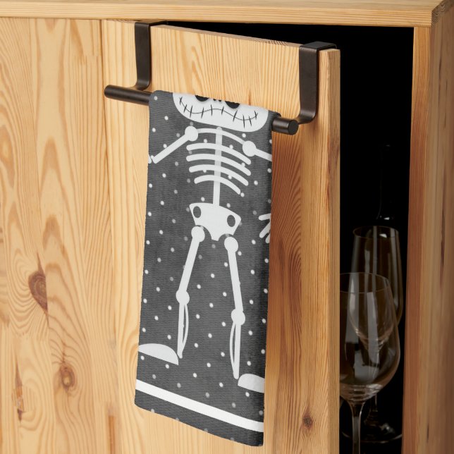 Cute Skeleton Halloween  Kitchen Towel (Thirds Fold)