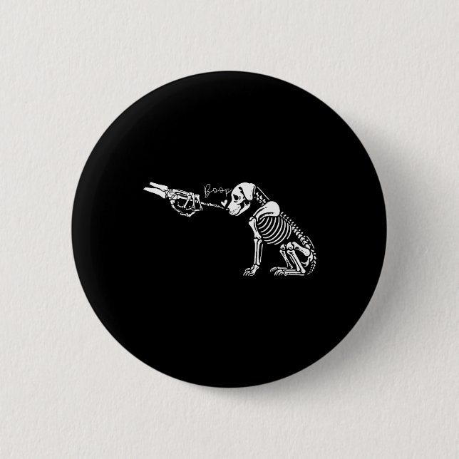Cute Skeleton Hand Boop Dog Funny Halloween 1  2 Inch Round Button (Front)