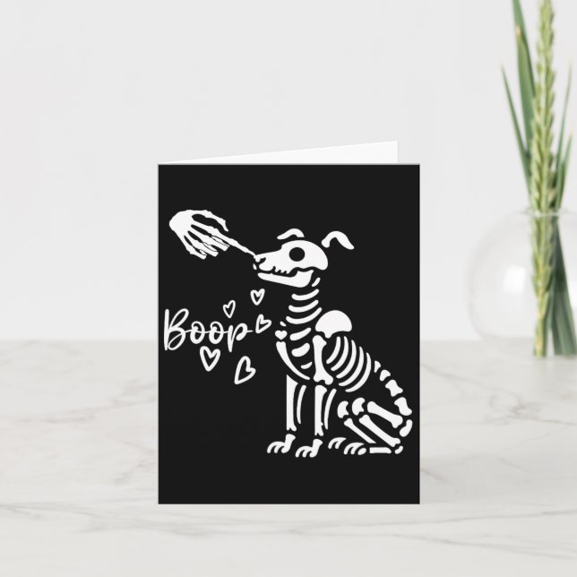 Cute Skeleton Hand Boop Dog Funny Halloween  Card (Front)