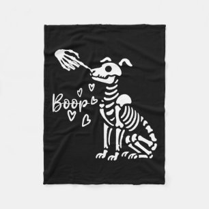 Cute Skeleton Hand Boop Dog Funny Halloween Fleece Blanket
