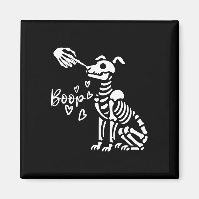 Cute Skeleton Hand Boop Dog Funny Halloween  Magnet (Front)