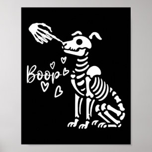 Cute Skeleton Hand Boop Dog Funny Halloween  Poster