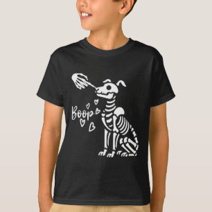 Cute Skeleton Hand Boop Dog Funny Halloween  T-Shirt