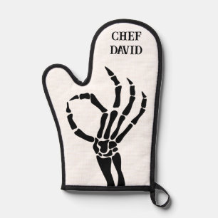 Cute Skeleton Hand Ok Sign Chef Funny Skull   Oven Mitt