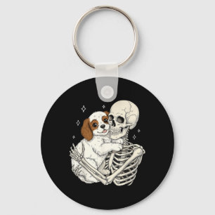Cute Skeleton Hugging Dog Puppy Halloween Pet Dogs Keychain