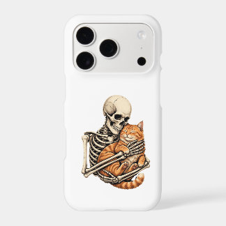 Cute Skeleton Hugging Orange Cat Phone Case - Whol