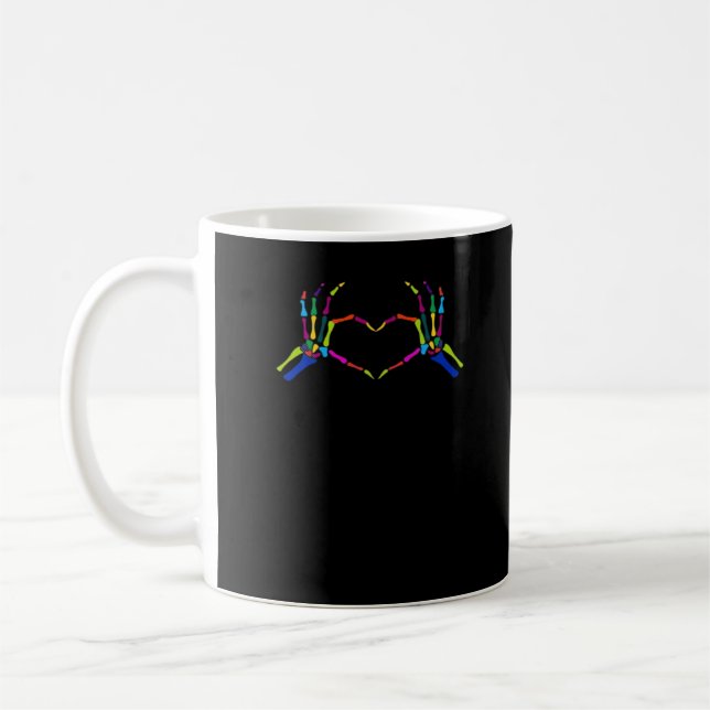 Cute Skeleton Sign Colourful Halloween Classic Coffee Mug (Left)