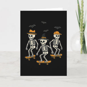Cute Skeleton Skater Spooky Halloween Skating Card
