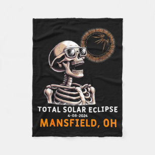 Cute Skeleton Solar Eclipse Mansfield Ohio Fleece Blanket