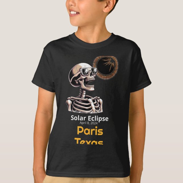 Cute Skeleton Solar Eclipse Paris Texas T-Shirt (Front)