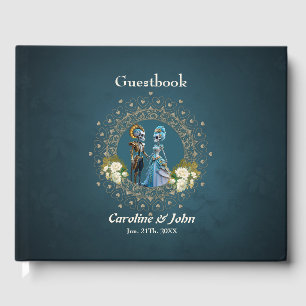 Cute Skeleton Wedding Couple Gothic Style Guest Book