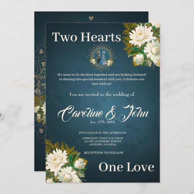 Cute Skeleton Wedding Couple Gothic Style Invitation (Front/Back)