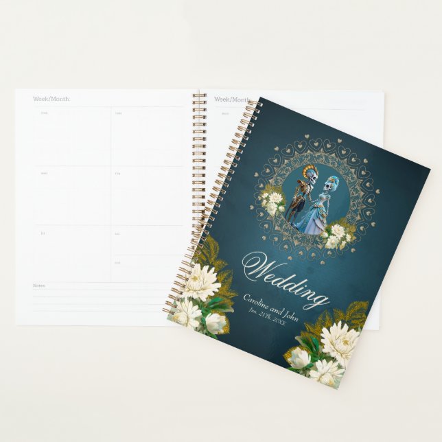 Cute Skeleton Wedding Couple Gothic Style Planner (Display)