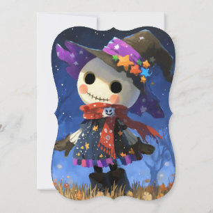 Cute Skeleton Witch Halloween Baby Shower Invitation
