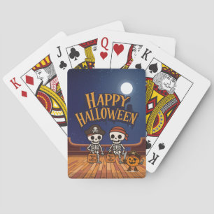 cute, skeletons and pumpkin Halloween  Playing Cards