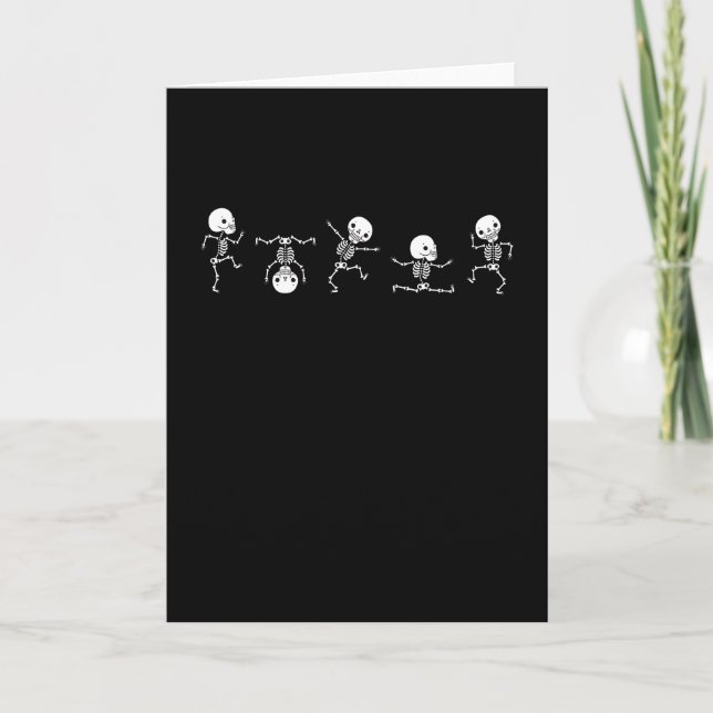 Cute Skeletons Dancing Funny Dance Skull Card (Front)