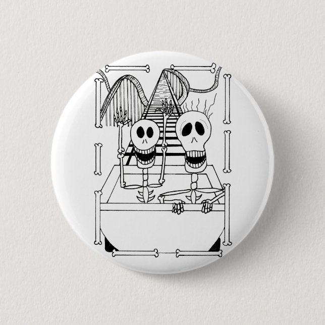 Cute Skeletons on Roller Coaster Ride  2 Inch Round Button (Front)